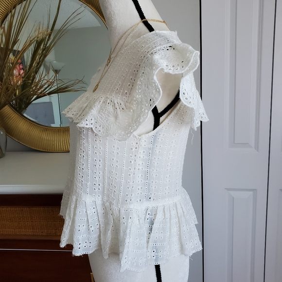 Zara embroidered eyelet white top - Picture 4 of 7